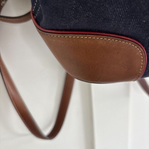 VGUC Vintage Coach Denim Day Chambray Brown Leather Trim backpack 9” X 11” - Picture 3 of 14